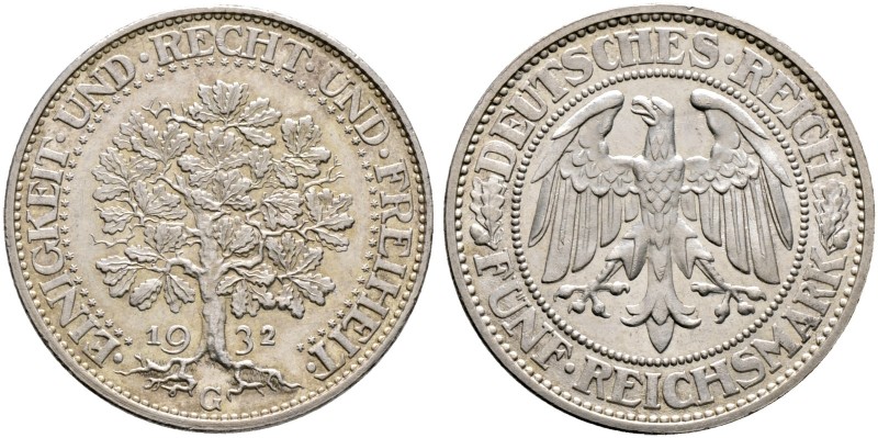 Deutsche Münzen und Medaillen ab 1871. Weimarer Republik. 
5 Reichsmark 1932 G....