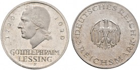 Deutsche Münzen und Medaillen ab 1871. Weimarer Republik. 
3 Reichsmark 1929 F. Lessing. J. 335.
Polierte Platte-minimal berührt