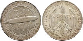 Deutsche Münzen und Medaillen ab 1871. Weimarer Republik. 
5 Reichsmark 1930 F. Zeppelin. J. 343.
winzige Haarlinien, Polierte Platte