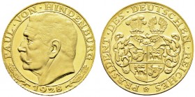Deutsche Münzen und Medaillen ab 1871. Weimarer Republik. 
Goldmedaille 1928 von J. Bernhart, auf den Reichspräsidenten Paul von Hindenburg. Wie vorh...