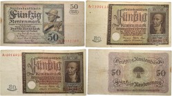 Deutsche Münzen und Medaillen ab 1871. Weimarer Republik. 
3er-Set: RENTENBANKSCHEINE zu jeweils 50 Rentenmark. Berlin, 20. März 1925. Sensenmann. Se...