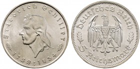 Deutsche Münzen und Medaillen ab 1871. Drittes Reich. 
5 Reichsmark 1934 F. Schiller. J. 359.
winzige Kratzer, fast Stempelglanz