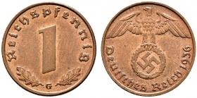Deutsche Münzen und Medaillen ab 1871. Drittes Reich. 
1 Reichspfennig 1936 G. J. 361.
selten in dieser Erhaltung, kleiner Stempelfehler auf dem Rev...
