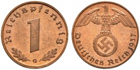 Deutsche Münzen und Medaillen ab 1871. Drittes Reich. 
1 Reichspfennig 1937 G. J. 361.
selten in dieser Erhaltung, feinst zaponiert, Polierte Platte...