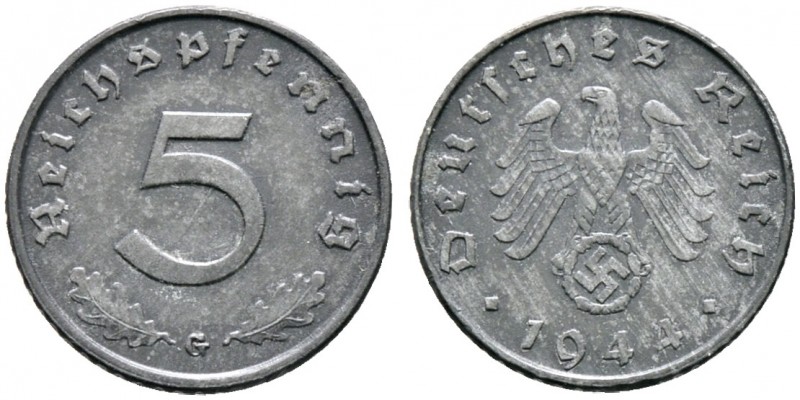 Deutsche Münzen und Medaillen ab 1871. Drittes Reich. 
5 Reichspfennig 1944 G. ...