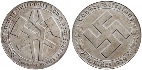 Deutsche Münzen und Medaillen ab 1871. Drittes Reich.
Eisengussmedaille 1939 unsigniert, auf den Tag der Befreiung - gewidmet vom Eisenwerk Witkowitz...