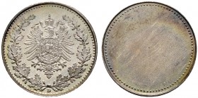 Deutsche Münzen und Medaillen ab 1871. Münzproben des Deutschen Reiches. 
(50 Pfennig)-Probe in Silber o.J. (1877) D. Ein zweites Exemplar. Schaaf 8/...