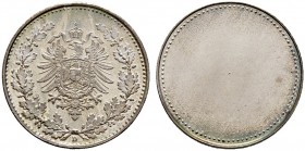 Deutsche Münzen und Medaillen ab 1871. Münzproben des Deutschen Reiches. 
(50 Pfennig)-Probe in Silber o.J. (1877) D. Ein drittes Exemplar. Schaaf 8/...
