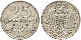 Deutsche Münzen und Medaillen ab 1871. Münzproben des Deutschen Reiches. 
25 Pfennig in Neusilber 1908 A. Gekrönter Reichsadler, in der Umschrift die...