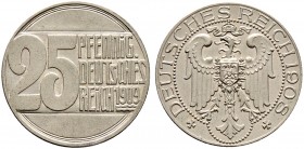 Deutsche Münzen und Medaillen ab 1871. Münzproben des Deutschen Reiches.
25 Pfennig in Neusilber 1908 A. Gekrönter Reichsadler, unten das Münzzeichen...