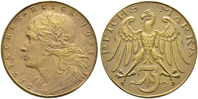 Deutsche Münzen und Medaillen ab 1871. Münzproben des Deutschen Reiches. 
3 Rei...