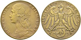 Deutsche Münzen und Medaillen ab 1871. Münzproben des Deutschen Reiches. 
3 Reichsmark-Probe in Bronze 1925. Wie vorher. Schaaf 320a G3 (Stempel 1/4)...