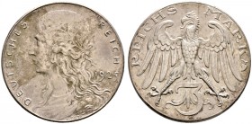 Deutsche Münzen und Medaillen ab 1871. Münzproben des Deutschen Reiches. 
3 Reichsmark-Probe in versilberter Bronze 1925. Wie vorher. Schaaf 320a G3 ...
