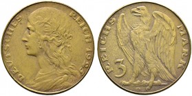 Deutsche Münzen und Medaillen ab 1871. Münzproben des Deutschen Reiches. 
3 Reichsmark-Probe in Bronze 1925. Wie vorher. Schaaf 320a G3 (Stempel 3/4)...