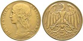 Deutsche Münzen und Medaillen ab 1871. Münzproben des Deutschen Reiches. 
5 Reichsmark-Probe in Bronze 1925. Ohne Münzzeichen. Stempel von K. Goetz. ...
