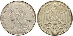 Deutsche Münzen und Medaillen ab 1871. Münzproben des Deutschen Reiches. 
5 Reichsmark-Probe in versilberter Bronze 1925. Wie vorher. Schaaf 331 G2 (...