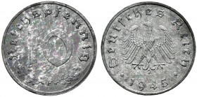 Deutsche Münzen und Medaillen ab 1871. Alliierte Besetzung. 
10 Reichspfennig 1945 F. J. 375.
selten in dieser Erhaltung, fein zaponiert, Polierte P...