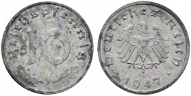 Deutsche Münzen und Medaillen ab 1871. Alliierte Besetzung. 
10 Reichspfennig 1947 F. J. 375.
selten in dieser Erhaltung, fein zaponiert, Polierte P...
