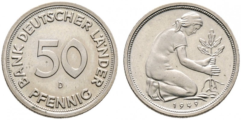 Deutsche Münzen und Medaillen ab 1871. Bank Deutscher Länder. 
50 Pfennig 1949 ...