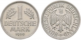 Deutsche Münzen und Medaillen ab 1871. Bundesrepublik Deutschland. 
1 Deutsche Mark 1950 D. J. 385.
Polierte Platte-minimal berührt