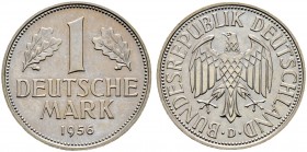 Deutsche Münzen und Medaillen ab 1871. Bundesrepublik Deutschland. 
1 Deutsche Mark 1956 D. Ein zweites Exemplar. J. 385. Auflage in PP: 100 Exemplar...
