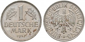 Deutsche Münzen und Medaillen ab 1871. Bundesrepublik Deutschland. 
1 Deutsche Mark 1957 D. Ein zweites Exemplar. J. 385. Auflage in PP: 100 Exemplar...