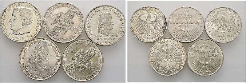 Deutsche Münzen und Medaillen ab 1871. Bundesrepublik Deutschland. 
Lot (5 Stüc...