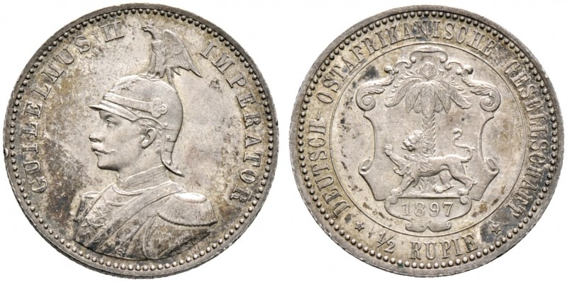 Deutsche Münzen und Medaillen ab 1871. Nebengebiete. Deutsch-Ostafrika 
1/2 Rup...