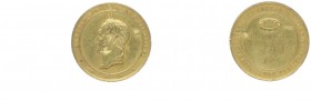 Goldmedaille, 1865
Belgien. eine Verdienstmedaille für C. Tanners, Leopold Premier Roi des Belges, Dm 26 mm.. 7,70g
kl. Druckstelle, win. Kratzer, win...
