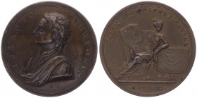 Kupfermedaille, 1726
Deutschland, Hannover. auf Sir Isaac Newton, Physiker, Mathematiker und Philosoph. 1643-1727, der Tod von Newton, von J. Croker.....