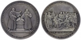 Anton 1827 - 1836
Deutschland, Sachsen. Silbermedaille, 1831. zur 300 Jahrfeier der Übergabe der Augsburger Konfession, von Loos, Dm 44 mm.
43,65g
Whi...