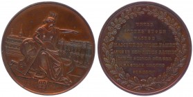 Bronzemedaille, 1841
Deutschland, Hamburg. von H. Lorenz, Werkstatt Loos, Berlin, auf die Errichtung und Einweihung der Neuen Börse. Hammonia mit Rude...
