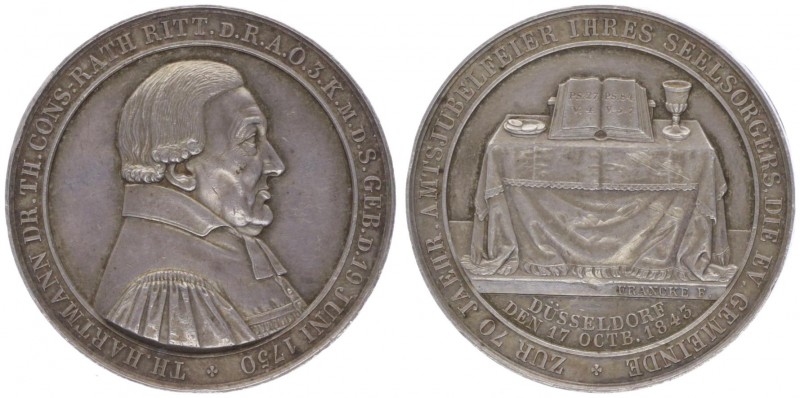 Silbermedaille, 1843
Deutschland, Düsseldorf. auf den Theologen Dr. Th. Hartmann...