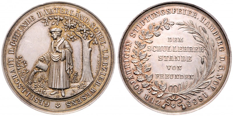 Silbermedaille, 1855
Deutschland, Hamburg. auf die 50jährige Stiftungsfeier der ...