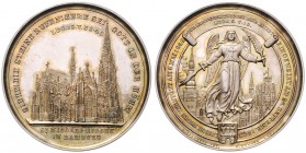 Silbermedaille, 1863
Deutschland, Hamburg. auf die Einweihung der Nikolai Kirche, durch Feuer zertsört am 5.5. 1842.. 27,78g
vz/stgl