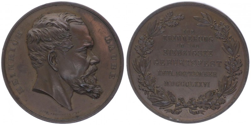 Bronzemedaille, 1870
Deutschland. auf Heinrich Laube, deutscher Schriftsteller.....