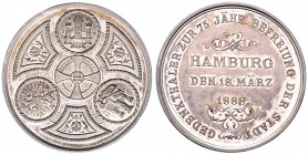 Bronzemedaille, 1888
Deutschland, Kaiserreich nach 1871. versilbert, Gedenkthaler zur 75jährigen Befreiung der Stadt.. 19,46g
vz