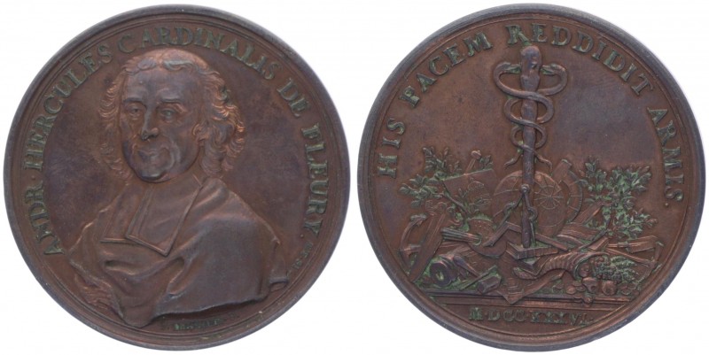 Bronzemedaille, 1736
Frankreich. auf Kadinal Andre Hercule de Fleury 1653 - 1743...