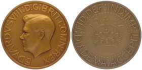 Bronzemedaille, 1937
Großbritanien - England. von Tautenhyn, auf seine erfolgte Krönung, Dm 60,53 mm.. 81,21g
Eimer 2043
stgl