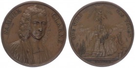 Bronzemedaille, o. Jahr
Großbritanien - England. auf Samuel Clarke 1675 - 1729, Theolog. 39,46g
Stempelriss im Avers.
vz