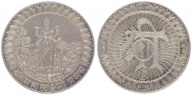 Shivaji Rao 1886 - 1903
Indien, Prinzenstaat Indore. Silbermedaille, o. Jahr. Vermutlich auf die 5000-Jahrfeier der Kali Yuga-Aera. Die vierarmige Lak...
