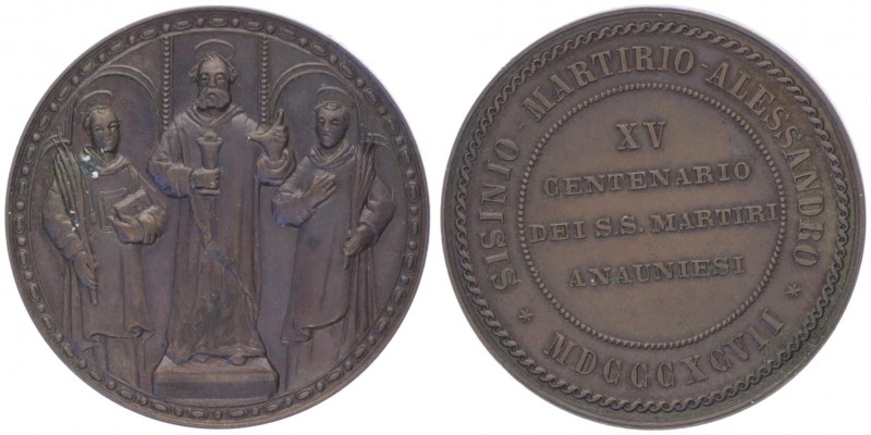 Kupfermedaille, 1897
Italien. auf das Martyrium des Ananusies.. 33,78g
vz/stgl