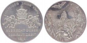 Silbermedaille, 1975
Italien. auf Albrecht Dürer, auf das Hl. Jahr, Dreifaltigkeit 1511.. stgl