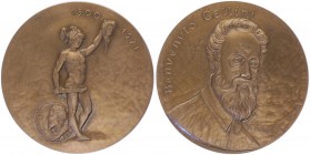 Bronzemedaille, o. Jahr
Italien. auf Benvenuto Cellini (1500 - 1571), Bildhauer und Goldschmied.. 236,19g
stgl
