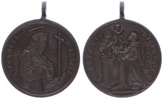 Bronzemedaille, o. Jahr
Italien. S. Antonio di Padova // S. Francesco D´Assisi, mit original Öse, Dm 32 mm.. 14,36g
stgl