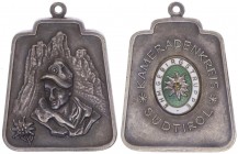 Anhänger, o. Jahr
Italien. der Kameradenkreis Südtirol - EHM Gebirgstruppe, Dm 44x33 mm.. 21,33g
vz