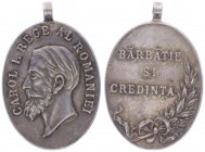 Silbermedaille, o. Jahr
Rumänien. Tragbare, ovale Kriegsdekoation.. 12,56g
Wurzbach 4376
vz