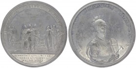Große Zinnmedaille, o. Jahr
Russland. auf Fürst Rurik, spätere Prägung.. 130,40g
vz