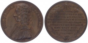 Bronzemedaille, 1740
Schweiz. von Jean Antoine Dassier 1663-1747, auf Jean Frederic Ostervald. Av: Brustbild nach links, darum Umschrift. Rev: 9 Zeile...