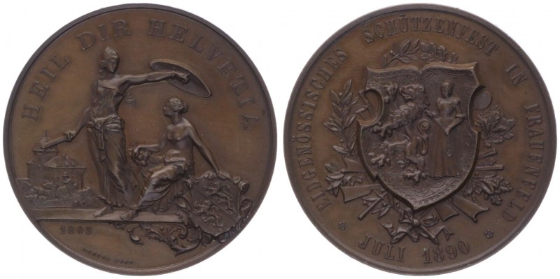 Bronzemedaille, 1890
Schweiz. Frauenfeld, auf das eidgenössische Schützenfest.. ...